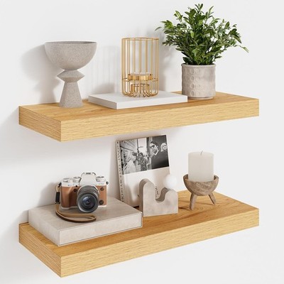 Schweberegale, Wandregal 2er Set, 16,5 cm tiefes Wandregal, 40 cm Eichenregale,