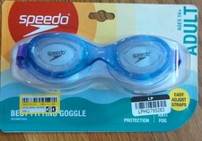 New Speedo Adult Boomerang Swim Goggles - Blue/Purple - Ages 14 Anti-Fog UV Fle