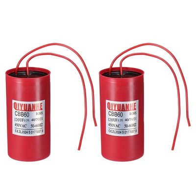 120uF CBB60 Running Capacitor with 2 Wire Run Start Capacitor for Pump Pack of 2