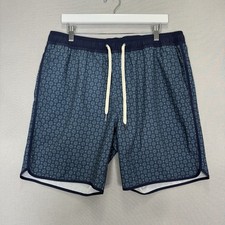 Fair Harbor Anchor Swim Trunks Mens XL Blue Printed Stretch Lined Boardshorts