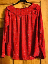 Women’s Size M Medium Red Blouse From Loft