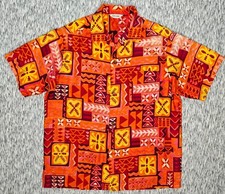 Made in Hawaii Aloha Shirt Vintage 60s 70s Hawaiian Vibrant Geometric Tiki Print