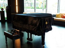 Grand Piano Cover, Velvet Piano Cover Decorative Full black Piano Cloth Trian...