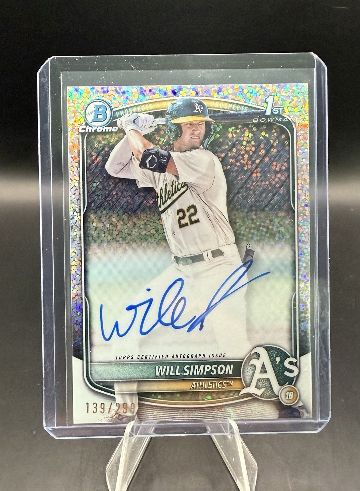2025 Bowman Chrome - Will Simpson - 1st Bowman SPECKLE Auto #/299 - A’s Rays