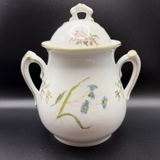 Ironstone Biscuit Canister Jar W/Lid Gold Tri...