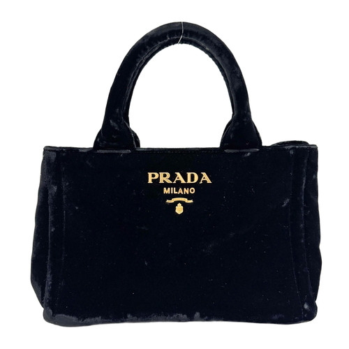 PRADA Mini Canapa Black Velvet Two Way Bag