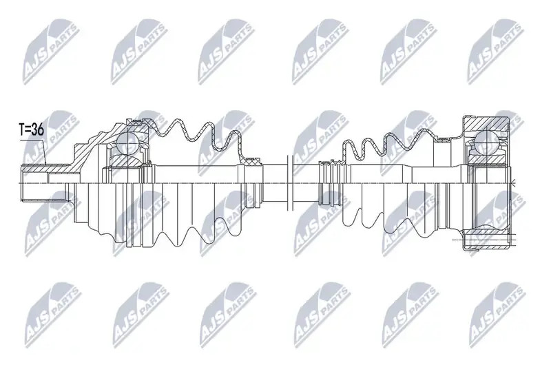 Driveshaft Rear Axle Right NPW-VW-161 NTY for AUDI SKODA