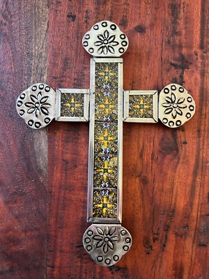 Hand-Crafted Tin and Talavera Tile Cross 30296
