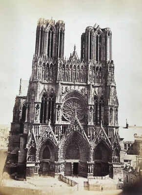 Reims Dom um 1875 & Kölner Dom Innenraum große montierte Albumindrucke