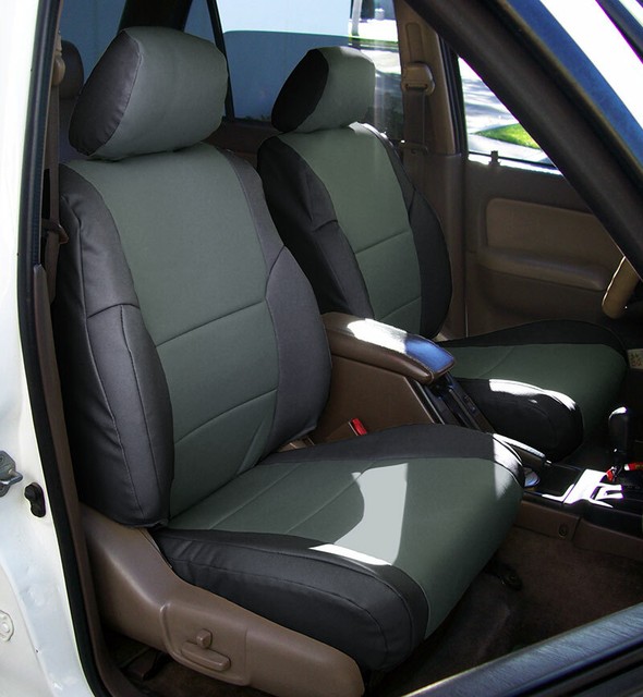 TOYOTA 4RUNNER 19962002 BLACK/CHARCOAL S.LEATHER CUSTOM MADE FRONT SEAT COVERS eBay