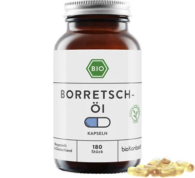 Borretschöl Kapseln BIO 500 mg - nativ kaltgepresst - 180 Stück - bioKontor