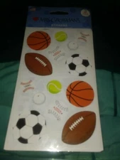 Mrs Grossmans Stickers SPORTS Balls Soccer Baseball Football New in Pack 3 sheet