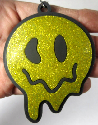 rubber glitter melting Smiley face Key Ring keychain novelty funny smile