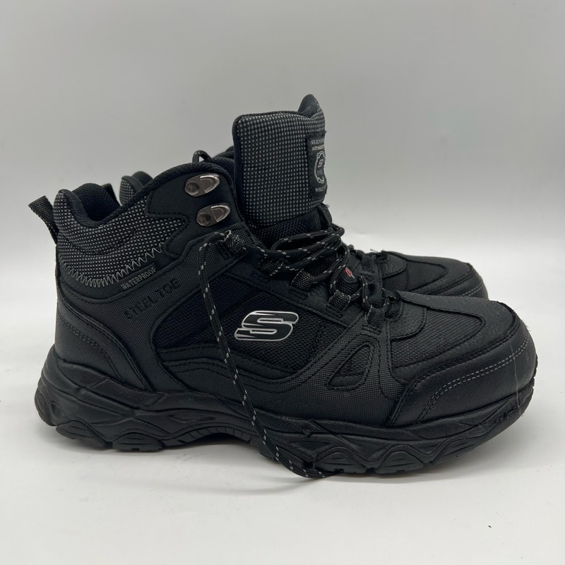Skechers Ledom Work Safety Boots Men's 10.5 Black Leather Steel Toe