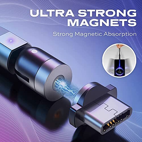 Cable de carga rápida magnético 3 en 1 Micro USB tipo C para Android iPhone - Photo 7 sur 8