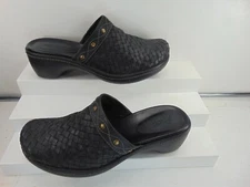 Ecco Woven Leather Mule Clogs Black Womens with Studs EURO 38 M $160.00!