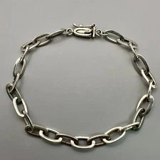 Clip Chain Link Bracelet Secure Box Clasp Boma Sterling Silver 7 1/4 Inches Long