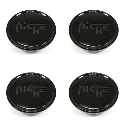 4 Niche Black Center Caps for 5L M164 Anzio M168 Verona M117 Misano M134 Milan