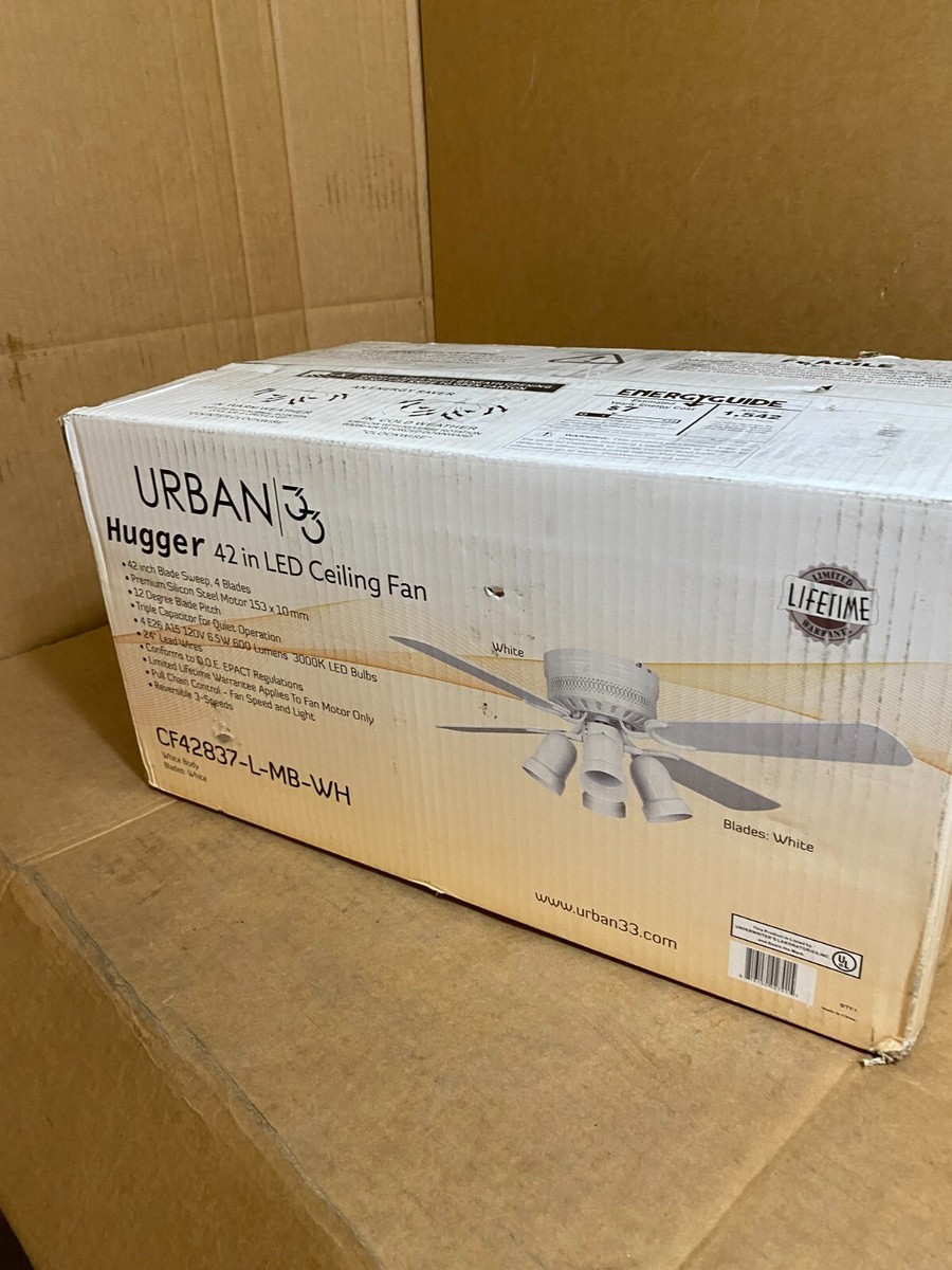 Urban 33 Hugger 42 in. LED Indoor White Ceiling Fan W/ Light Kit