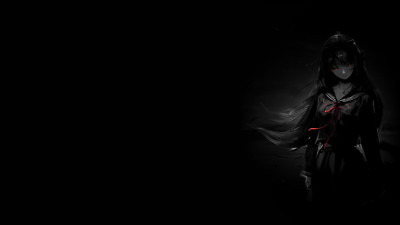 Anime girls selective coloring black background dark playmat gaming mat