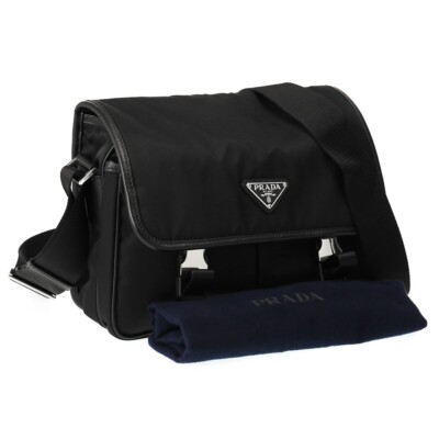 PRADA Shoulder Bag Nylon Black New Free Shipping Import Tax