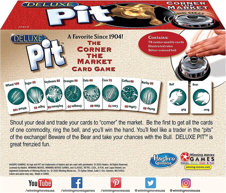 Juego de cartas de lujo Pit con campana - Mercado comercial - Noche de juegos familiares - Niños y adultos Foto 3 de 4