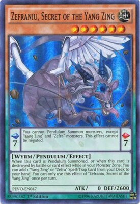 Yu-Gi-Oh Card - PEVO-EN047 - ZEFRANIU, SECRET OF THE YANG ZING (super rare) NM/M