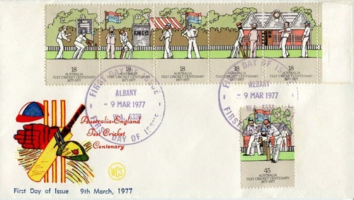 1977 Centenary of Test Cricket Australia V England Wesley FDC - Albany WA PMK #A