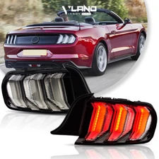 VLAND For 2015-2023 Ford Mustang Euro Clear Pair LED Sequential Tube Tail Lights