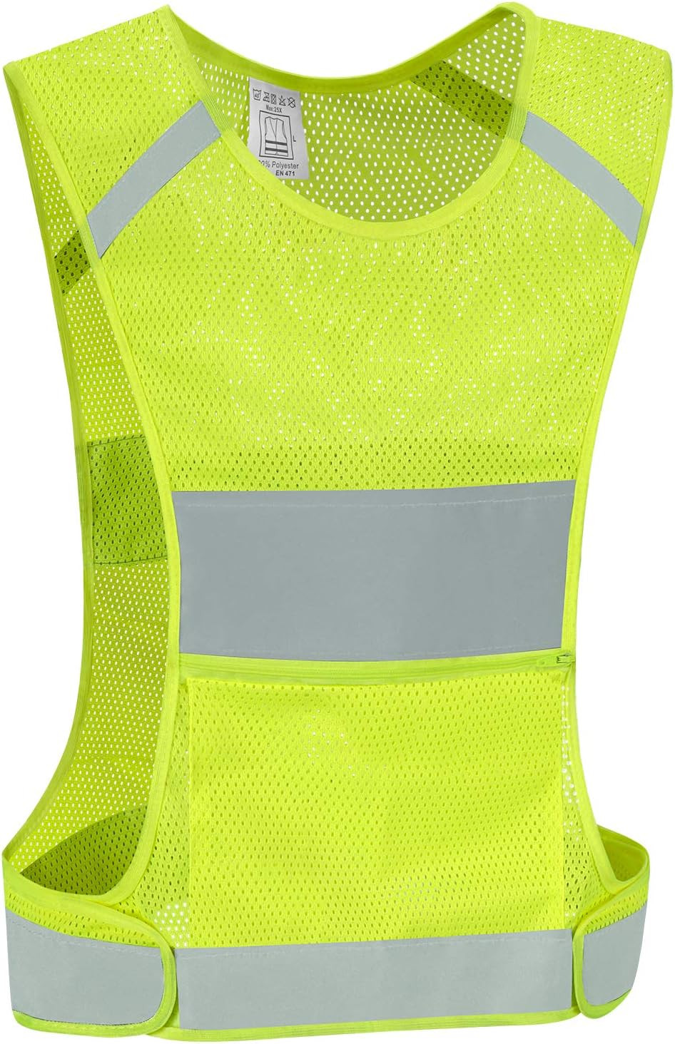 Reflective Vest Safety Running Gear w/ Pocket High Visibility for Running Large
