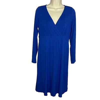 Eileen Fisher Faux Wrap Stretch Jersey Dress Cobalt Blue Women's Petite  Medium | eBay