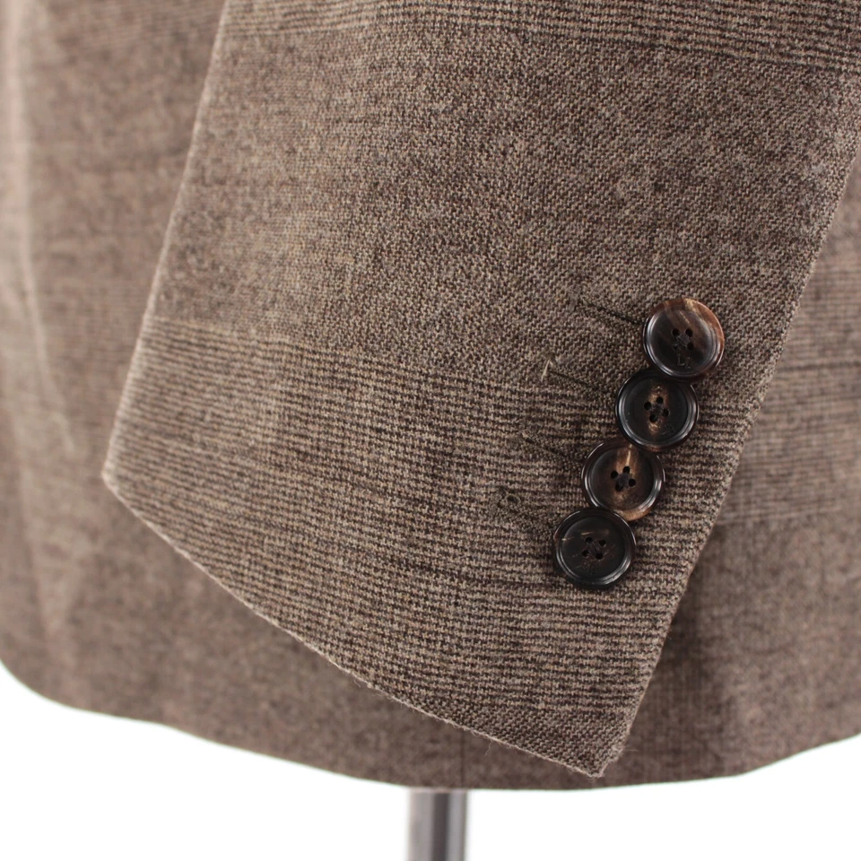 Traje de dos piezas Luciano Barbera nuevo con etiquetas lana cachemir talla 50 (40 EE. UU.) a cuadros marrón Foto 4 de 4