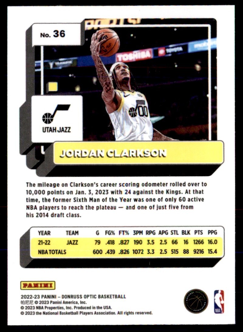 2022-23 Panini Donruss Optic Basketball Base Card #36 Jordan