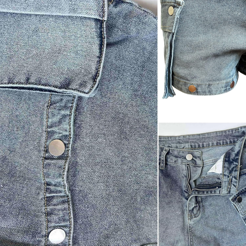 Women Cargo Jeans Y2K High Waisted Baggy Cutout Detachable Summer Jean Shorts St - Bild 5 von 5