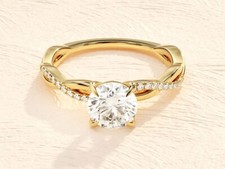 Stunning Twisted-Shaped Moissanite Ring in Gold Plated - Perfect Gift for Her