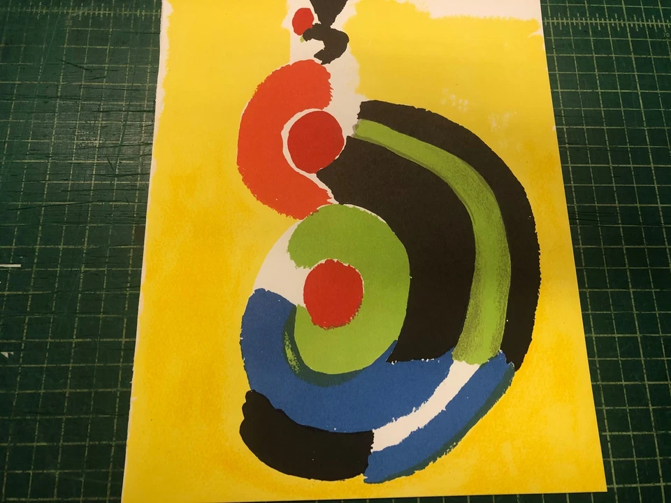 SONIA DELAUNAY Composición para XXieme Siecle 12,25" x 9,5" Litografía 1972 Expr Foto 4 de 4