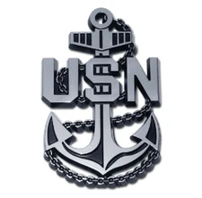 U.S. Navy Anchor - USN 3.25” x 2” Chrome Auto Emblem