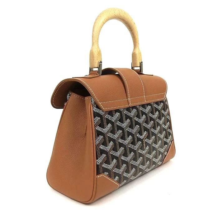 Goyard Saigon Mini Bag Wood Handle Bag Crossbody Shoulder Purse in Brown