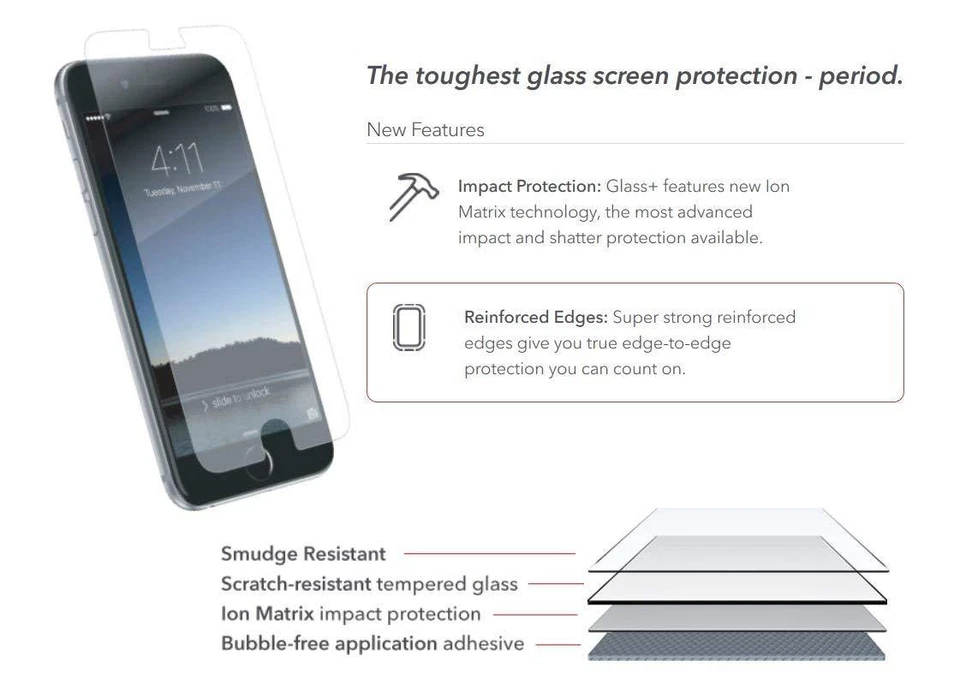 Zagg iPhone SE (2020) / 8 / 7 / 6S / 6 Invisible Shield Glass+ Screen Protector - Image 3 of 4