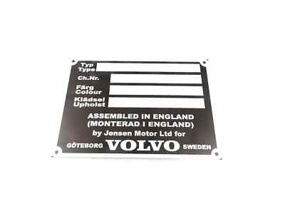 DATA PLATE FOR EARLY VINTAGE VOLVO JENSEN P 1800 #V394-8 | eBay