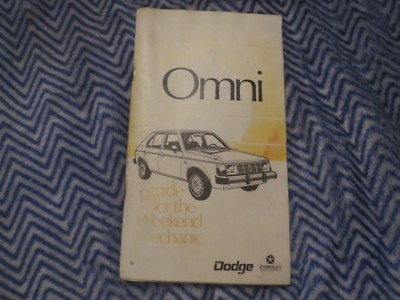 1978 1979 DODGE OMNI GUIDE FOR THE WEEKEND MECHANIC SHOP SERVICE MANUAL BOOKLET