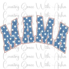 Sublimation Transfer Mama Blue Stars Ready To Press Heat Transfer