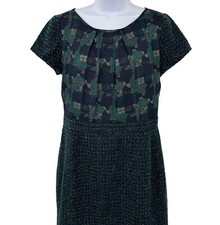 Talbots Womens Dress Size 12 Tweed Mixed Media Midi Blue Green