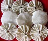 30 1 1/2 Inch Cream On Cream Fabric Yo Yos. 30 1 1/2 Inch Cream On Cream Fabric Yo Yos.