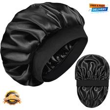 WLLHYF Men’s Double-Layer Silk Bonnet – Satin Sleep Cap with Elastic Band