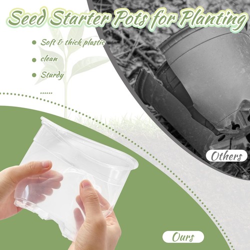 60Pcs Clear Nursery Pots with Drainage Holes,Transparent Plastic Plant Pot Se... - Picture 5 of 7