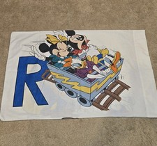 Vintage Disney Pillow Case Mickey Minnie Donald Daisy Goofy Color Graphic 19x30  