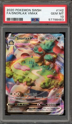 Pokemon Snorlax VMAX Sword & Shield Full Art #142 PSA 10 Gem Mint