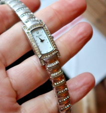 RARO orologio da polso vintage donna Bulova Tuning Fork C899182 tono argento LOOK