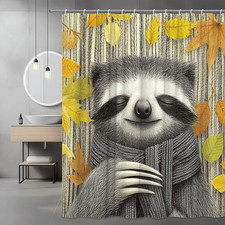 Sloth Fall Leaves Shower Curtain Autumn Animal Print